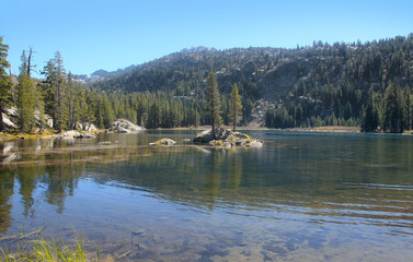 Scenic Woods lake landscape in California