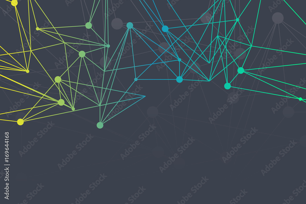 Wall mural geometric black background molecule and communication for brochure and slideshow. geometric abstract