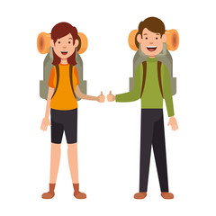 Obraz premium couple of camping people icon over white background vector illustration