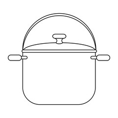 cooking pot icon over white background vector illustration