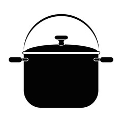 cooking pot icon over white background vector illustration