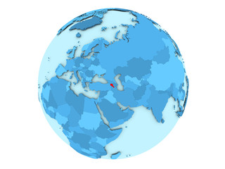 Armenia on blue globe isolated