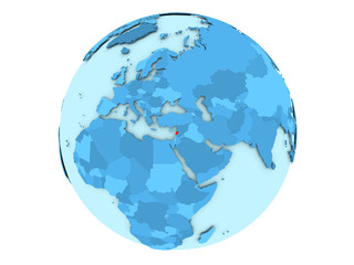 Lebanon on blue globe isolated