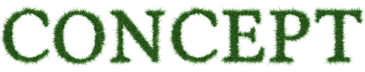 Concept - 3D rendering fresh Grass letters isolated on whhite background.
