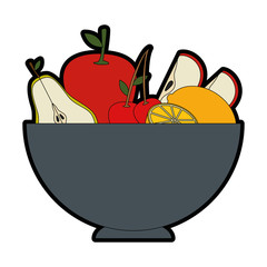 bowl with healthy fruits icon over white background vector illustration
