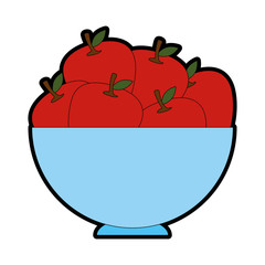 bowl with apples icon over white background vector illustration