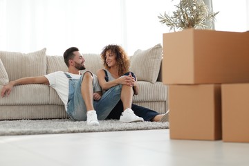 Happy family plans its future in a new home.
