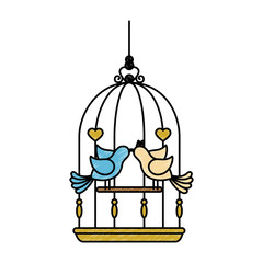 Cute couple of birdies icon vector illustration graphic design