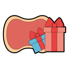 decorative frame with gift boxes icon over white background vector illustration