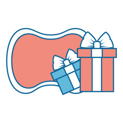 decorative frame with gift boxes icon over white background vector illustration