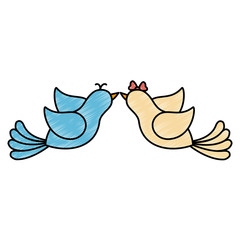 cute couple of doves icon over white background colorful design vector illustration