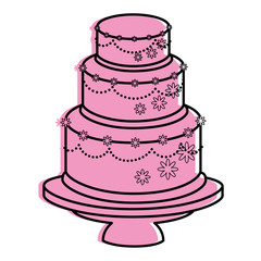 wedding cake icon over white background vector illustration