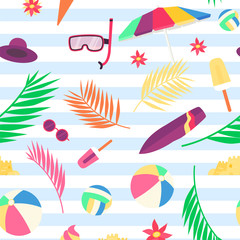 Summer pattern with beach objects and accessories