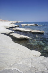 Sea landscape. White rock near Governor's beach, Cyprus