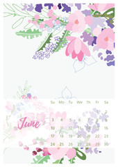 Vintage floral calendar 2018