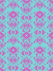 Slavic floral pink vector seamless pattern