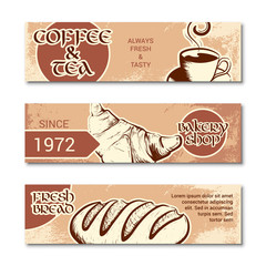 Set of horizontal banner for bakery shop
