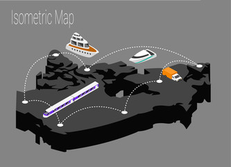 Map Canada isometric concept.