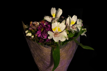 Flower bouquet isolated on black
