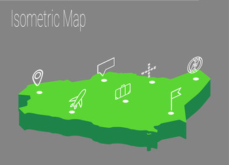 Map Saudi Arabia isometric concept.