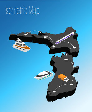 Map new Zealand isometric concept.