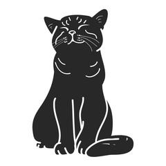 silhouette of cat on white background, vector illustration