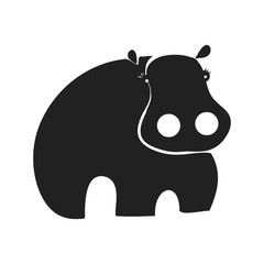 A silhouette of a hippopotamus on a white background, vector illustration