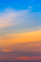 Hot weather, clouds look colorful before sunset.