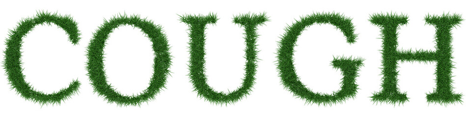 Cough - 3D rendering fresh Grass letters isolated on whhite background.
