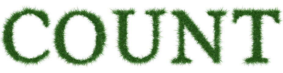 Count - 3D rendering fresh Grass letters isolated on whhite background.