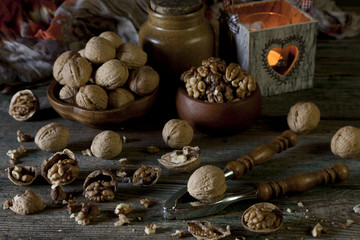 A cup of black strong coffee and mint chocolate in an environment of sweets. Autumn concept, background, close up