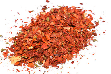 Ground sweet paprika isolated on white background