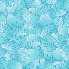 seamless vector pattern with seashells - 169652949