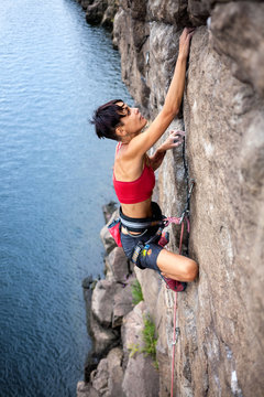 Climber over the water