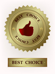 Emblem of golden color with text best choice