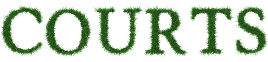 Courts - 3D rendering fresh Grass letters isolated on whhite background.