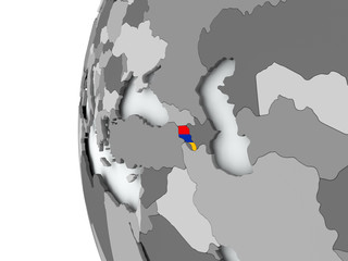 Armenia on globe with flag