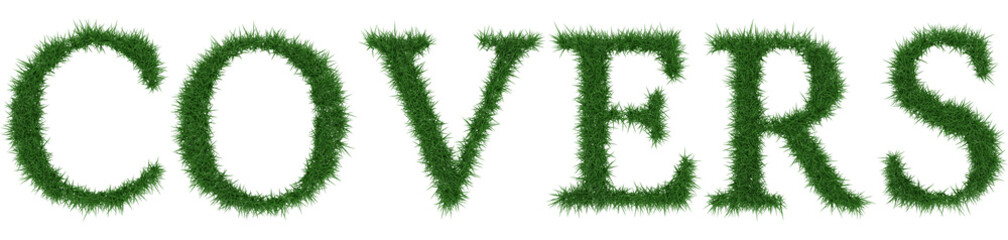 Covers - 3D rendering fresh Grass letters isolated on whhite background.