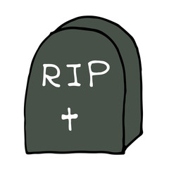 doodle tombstone with RIP. Hand drawn vector illustration