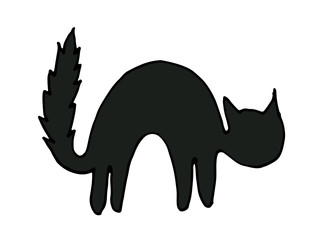 Cute and modern vector with black cats on white background. hand drawn illustration