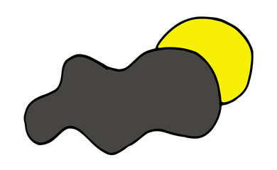 cute moon with cloud vector hand drawn illustration