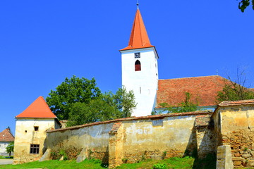Fortified medieval saxon church in Bruiu - Braller, a commune in Sibiu County, Transylvania,...