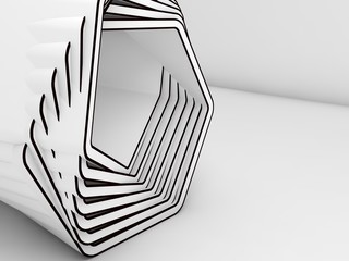 3d white installation object with black contours