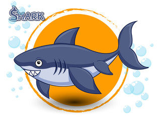 Cute Cartoon Shark on a color background