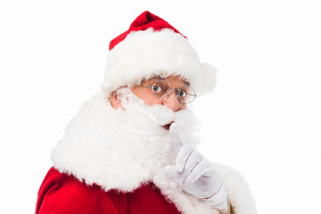 santa claus gesturing for silence