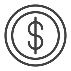 Cent coin line icon, outline vector sign, linear style pictogram isolated on white. Symbol, logo illustration. Editable stroke