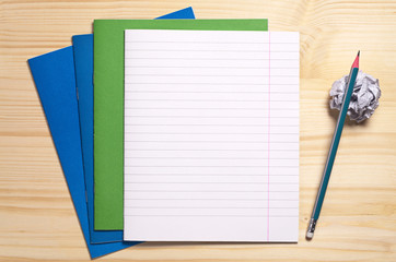 School notebooks and pencil