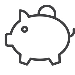 Piggy bank line icon, outline vector sign, linear style pictogram isolated on white. Symbol, logo illustration. Editable stroke. Pixel perfect vector graphics