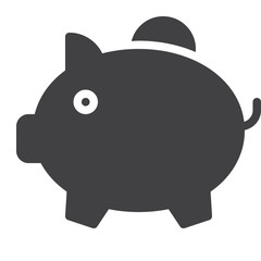 Piggy bank icon vector, filled flat sign, solid pictogram isolated on white. Symbol, logo illustration. Pixel perfect vector graphics