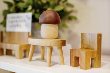 wood mushroom and chair